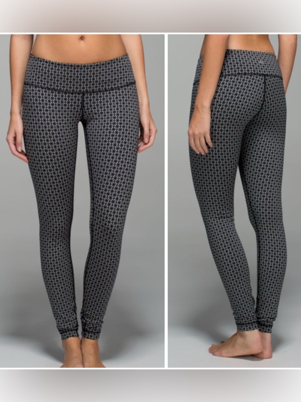 Lululemon Wunder Under Leggings Full-On Luon Tri Geo Silver Spoon Black 4